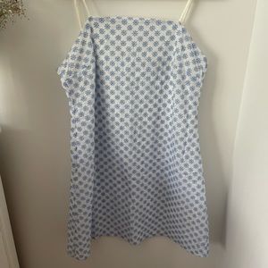 Blue and White Floral Embroidered Dress